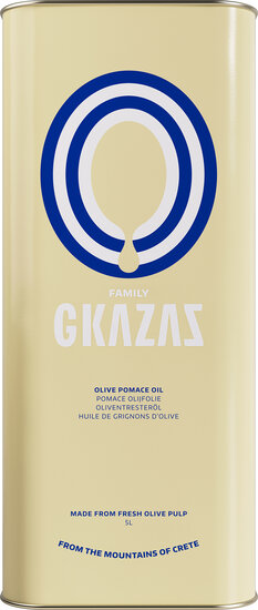 Pomace Olijfolie uit Kreta - 5 liter (Blik) om in te bakken en braden Gkazas